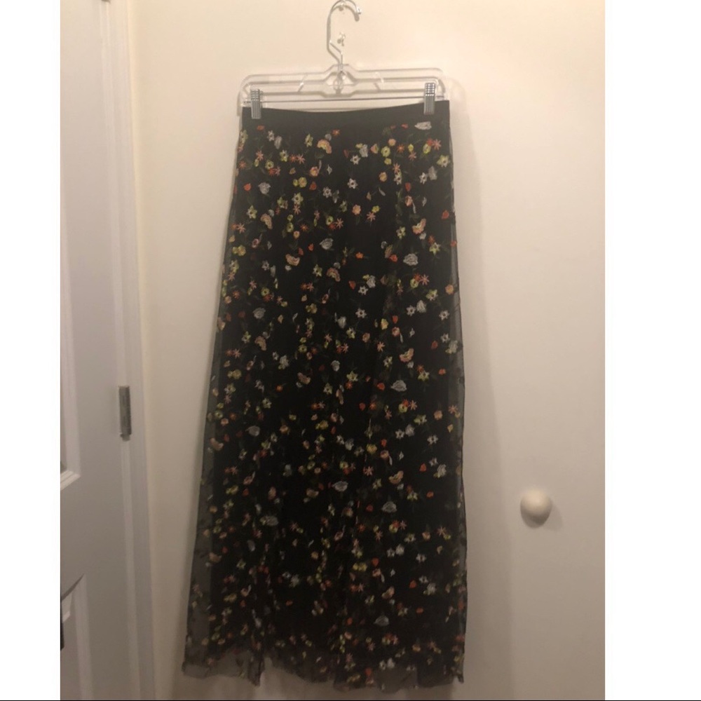 Forever 21 Maxi Skirt Grunge Flowers Embroidery